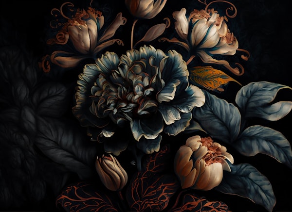 huge whimsical baroque night flowers