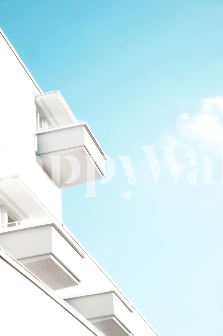 Minimal white balcony wallpaper in a room