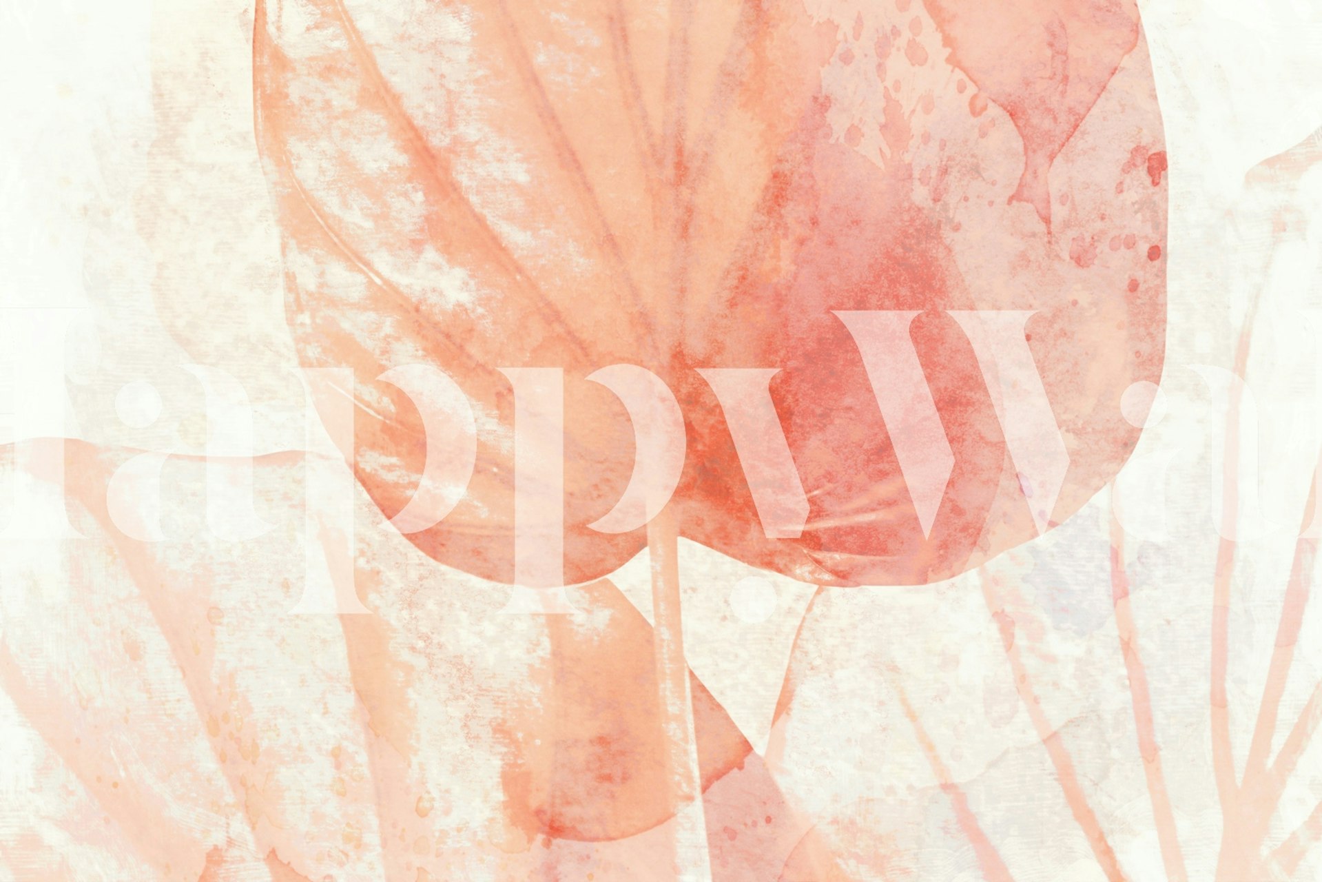 Mural de pared Coral Japandi Leaf con un diseño sereno inspirado en la naturaleza