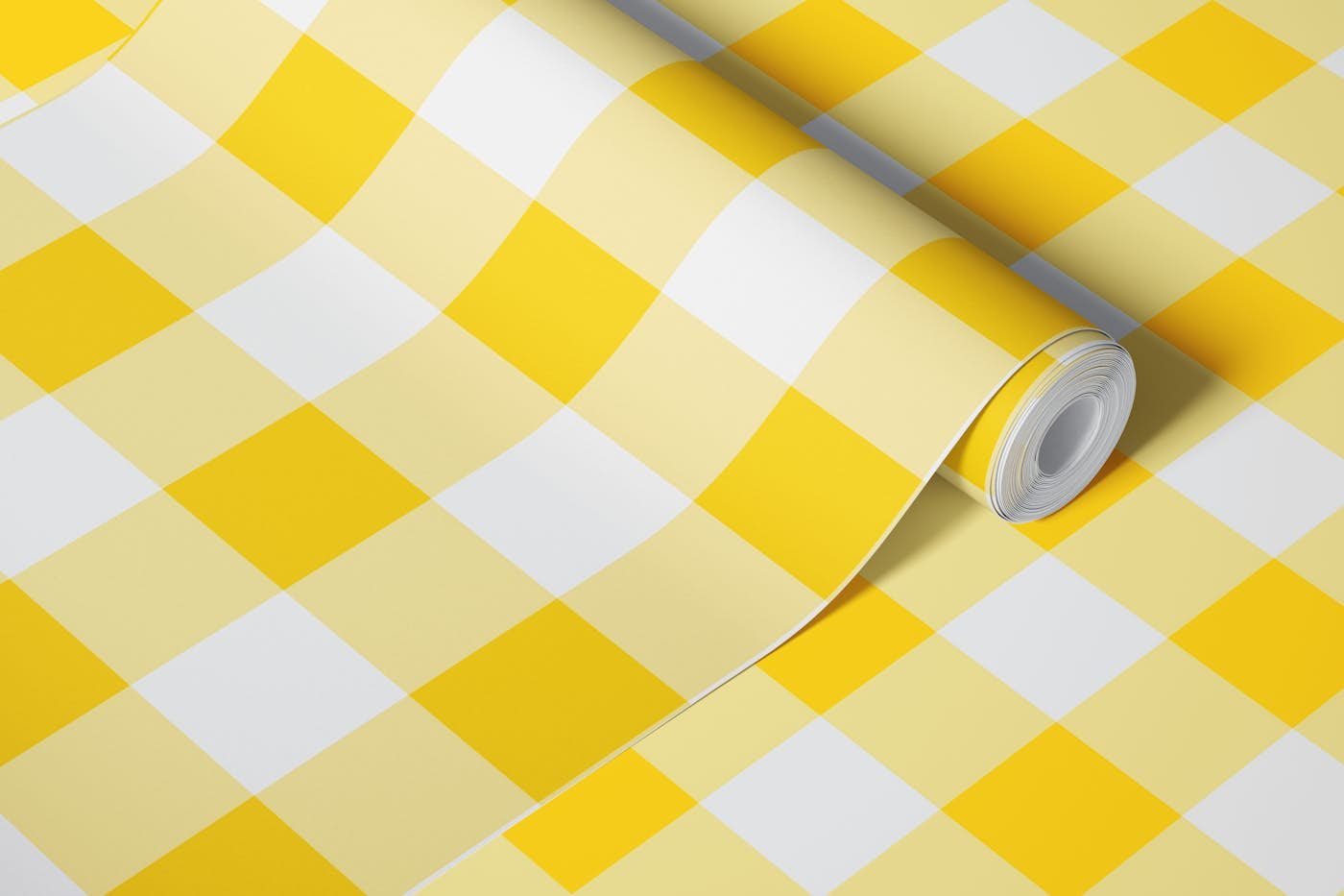 Yellow Gingham wallpaper roll