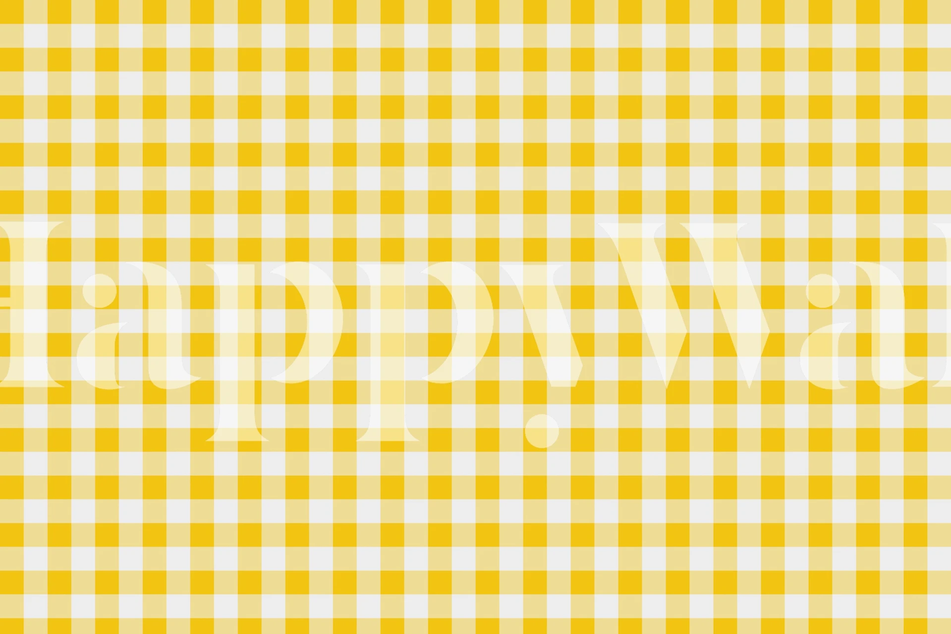 Yellow Gingham pattern wallpaper in room setting