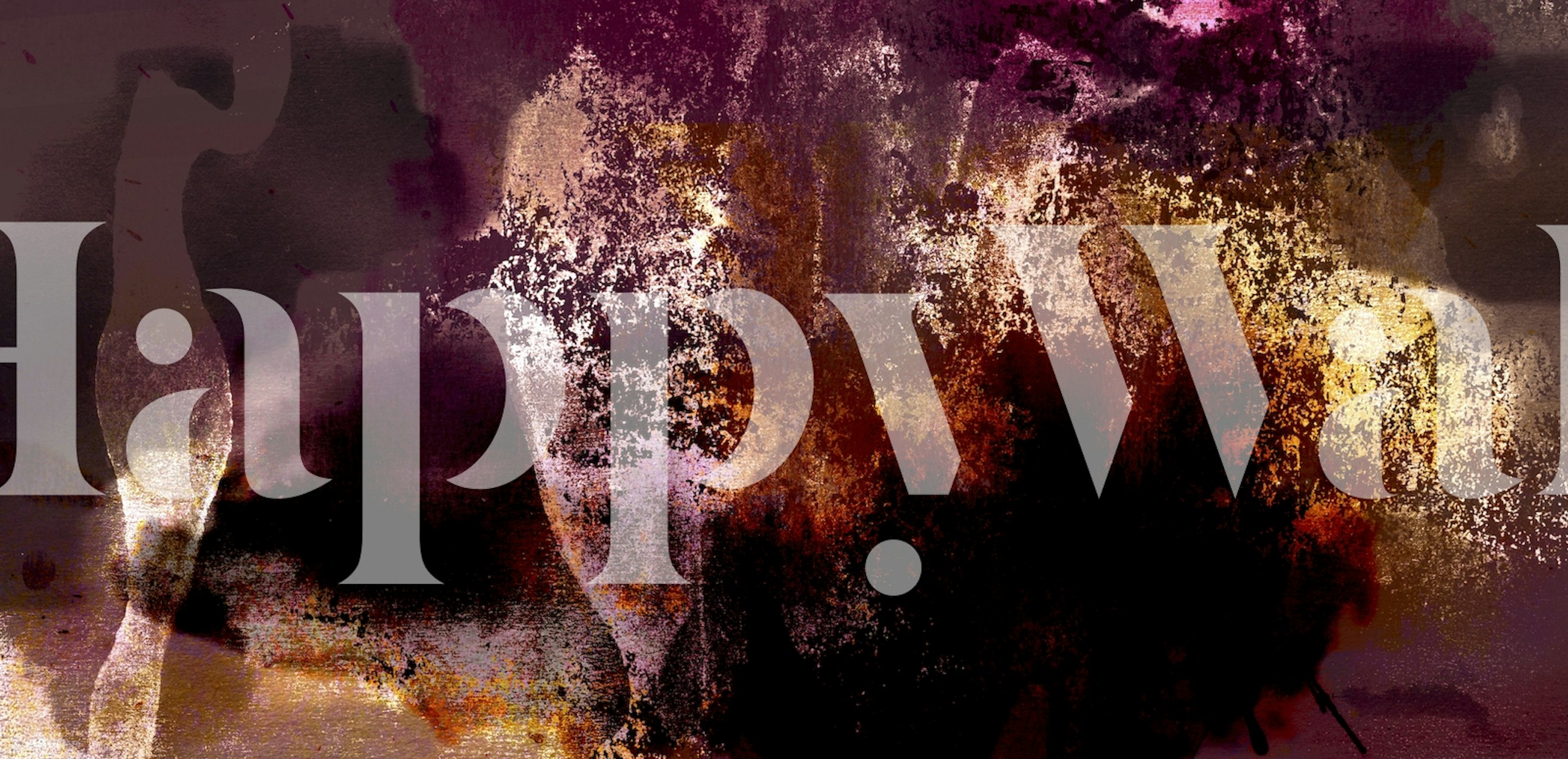 Abstract cosmic design with purple, black, and gold wallpaper