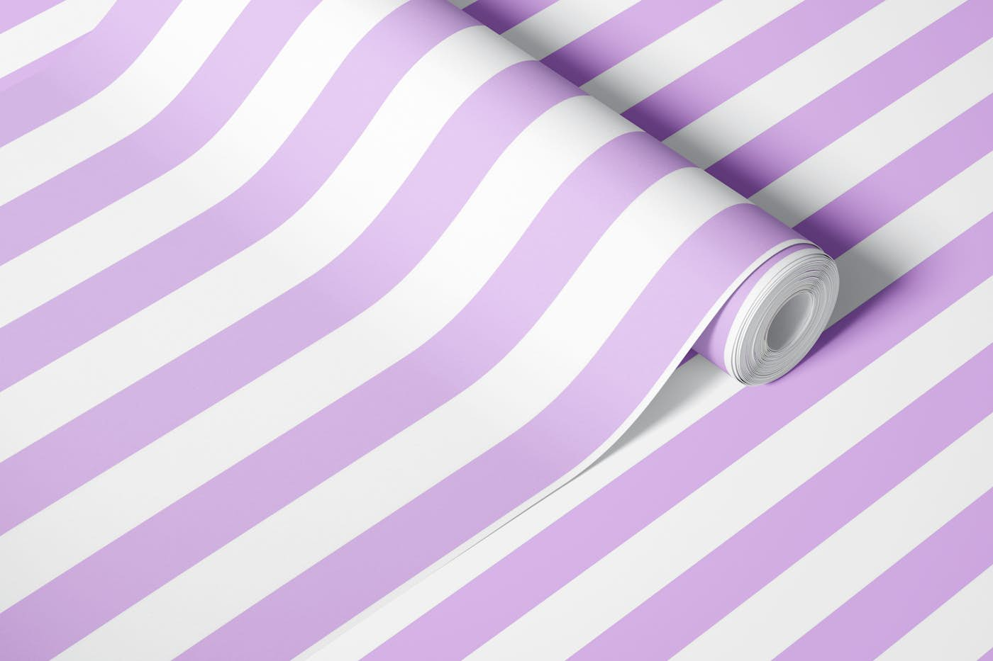 Lilac and white stripes wallpaper roll