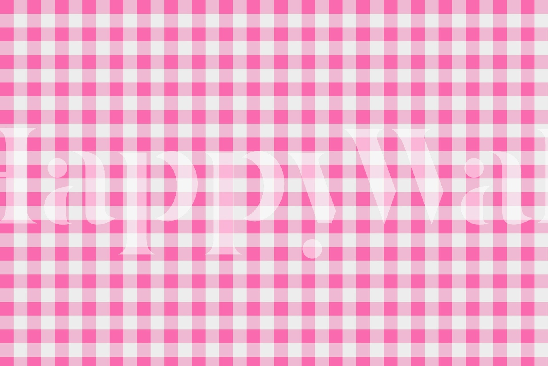 Ultra pink gingham wallpaper in a room