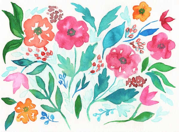 Watercolor Floral Field