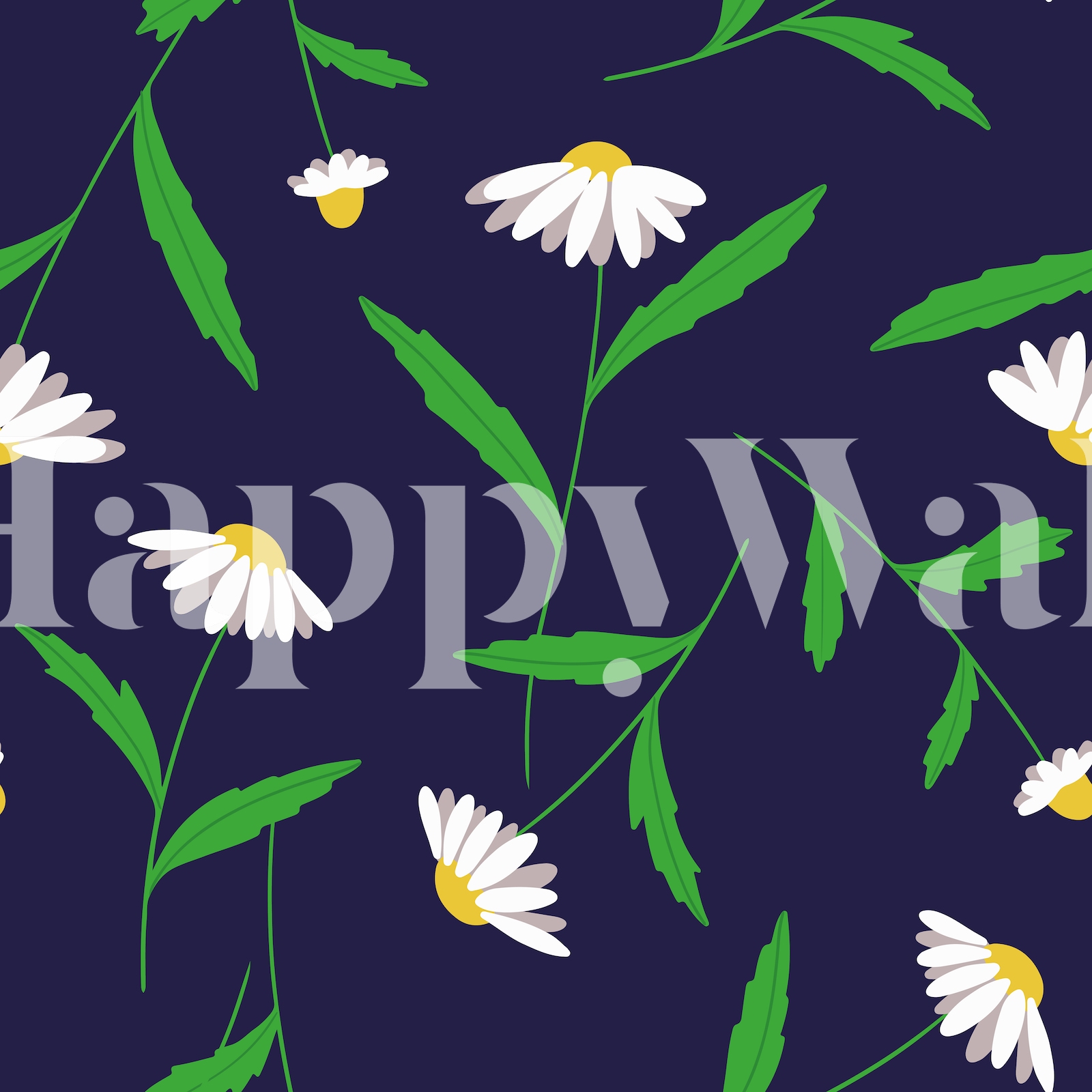 Buy Carolina Floral Dark Blue Wallpaper | Happywall
