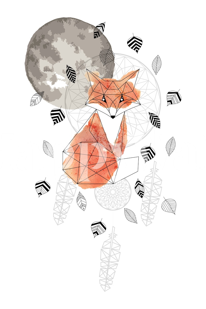 Fox design carta da parati con sfondo moonlight