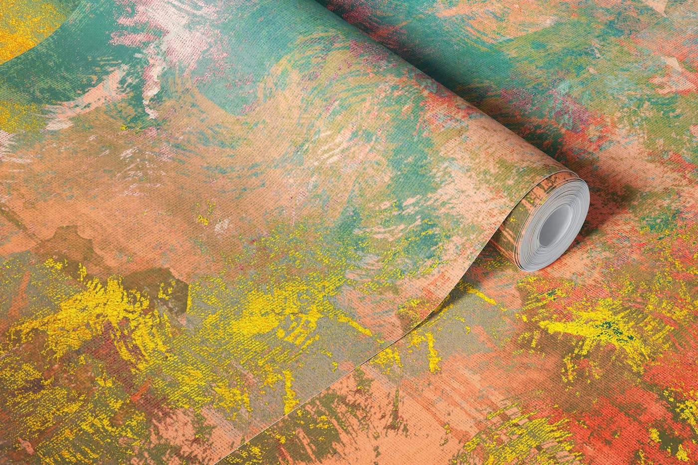 luxury grunge dream in gold rust and mint wallpaper roll