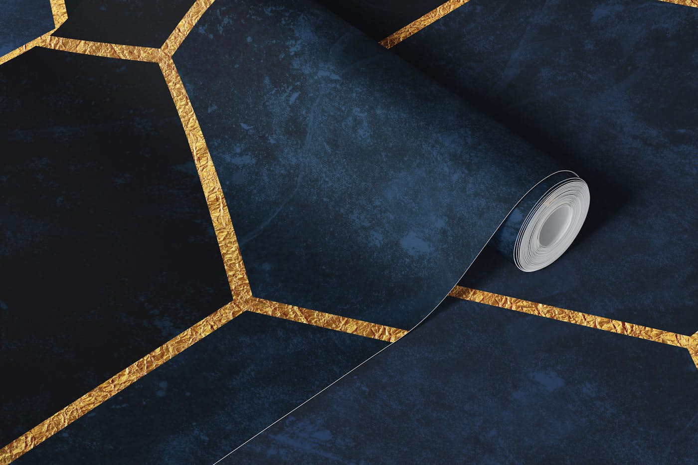 Midnight Blue Hexagons Pattern wallpaper roll