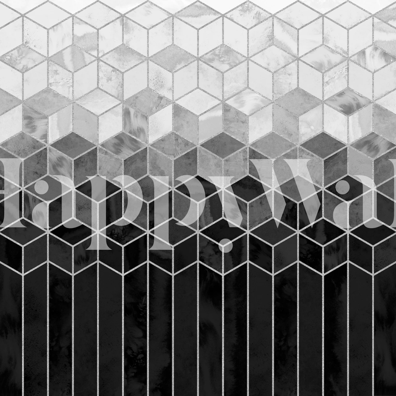 Papier peint Black and White Gradient Cubes dans une pièce