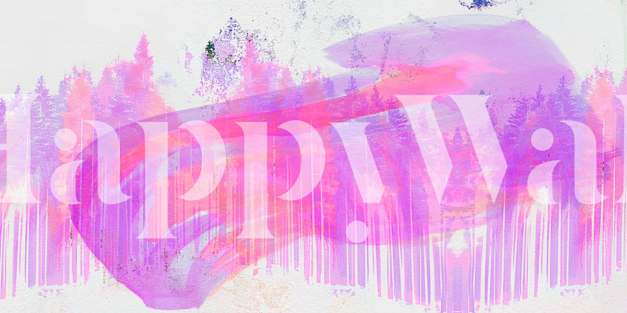 Pink forest trees with watercolor effect wallpaper