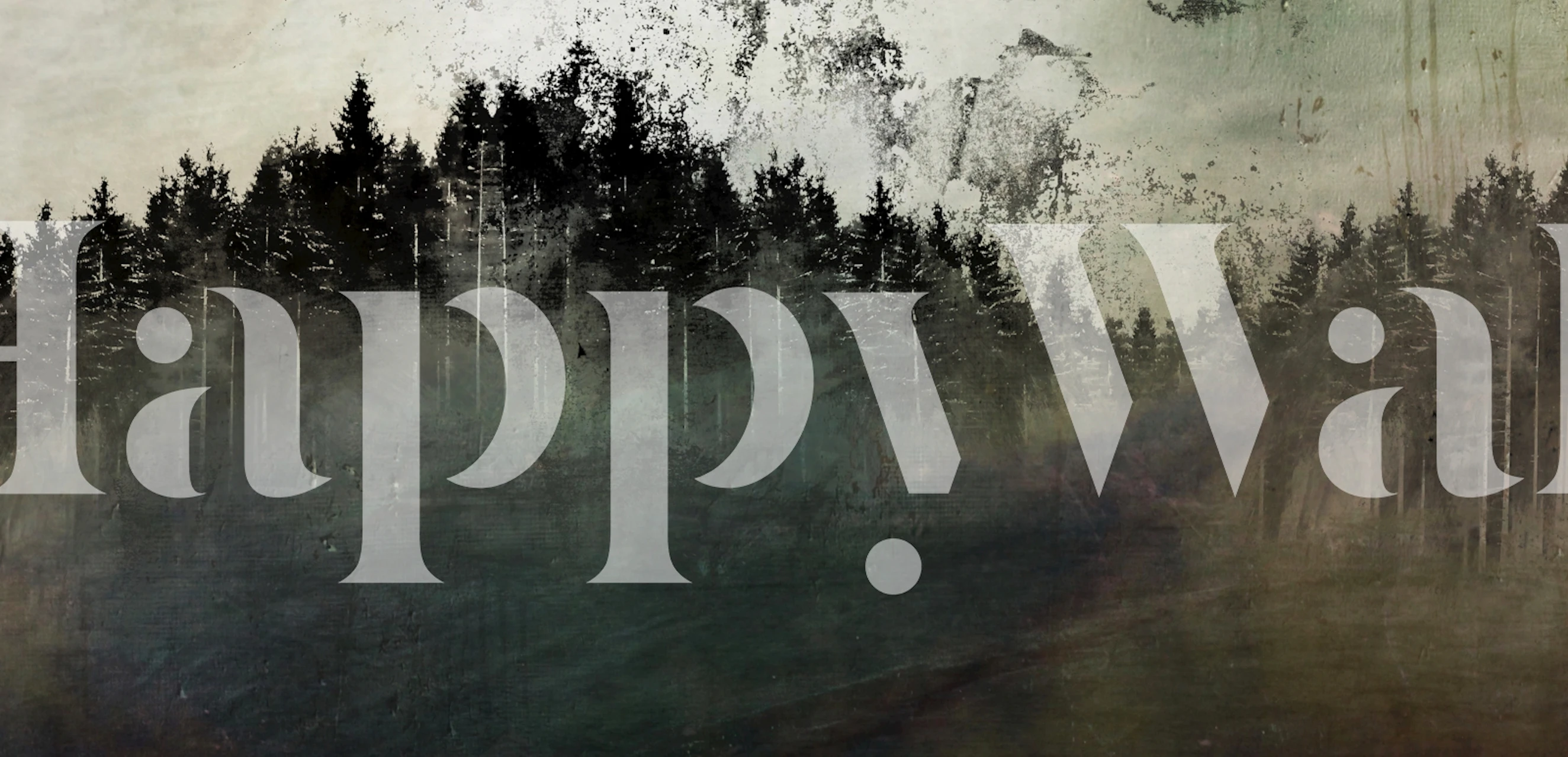 Nordic Dream Pine Forest Ink Grunge wallpaper in a room