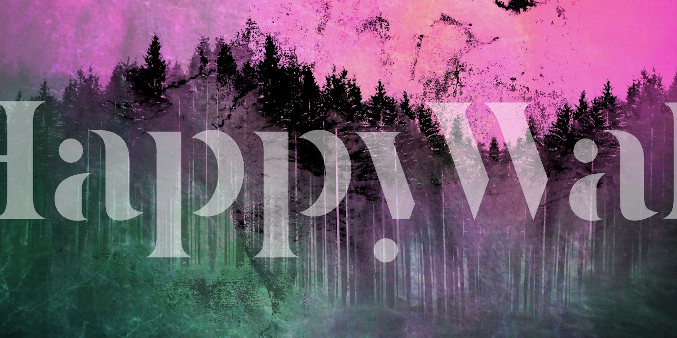 Magenta Corall Dream Forest Grunge wallpaper in a room