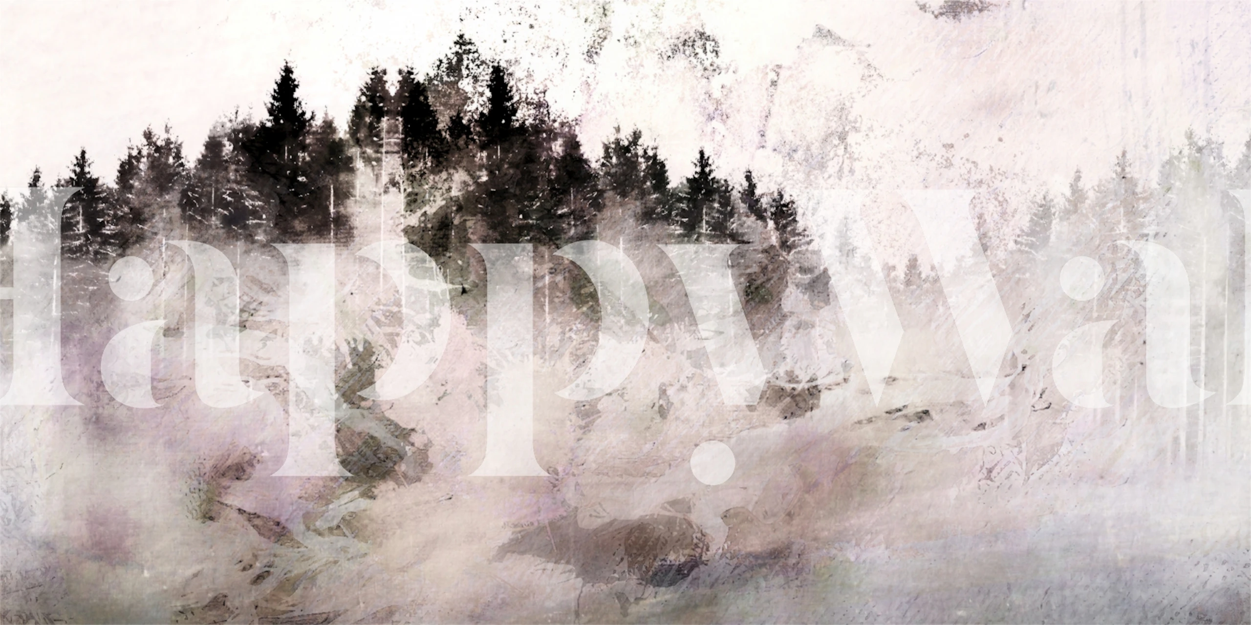 Dream Ink Forest Grunge tapet i ett rum