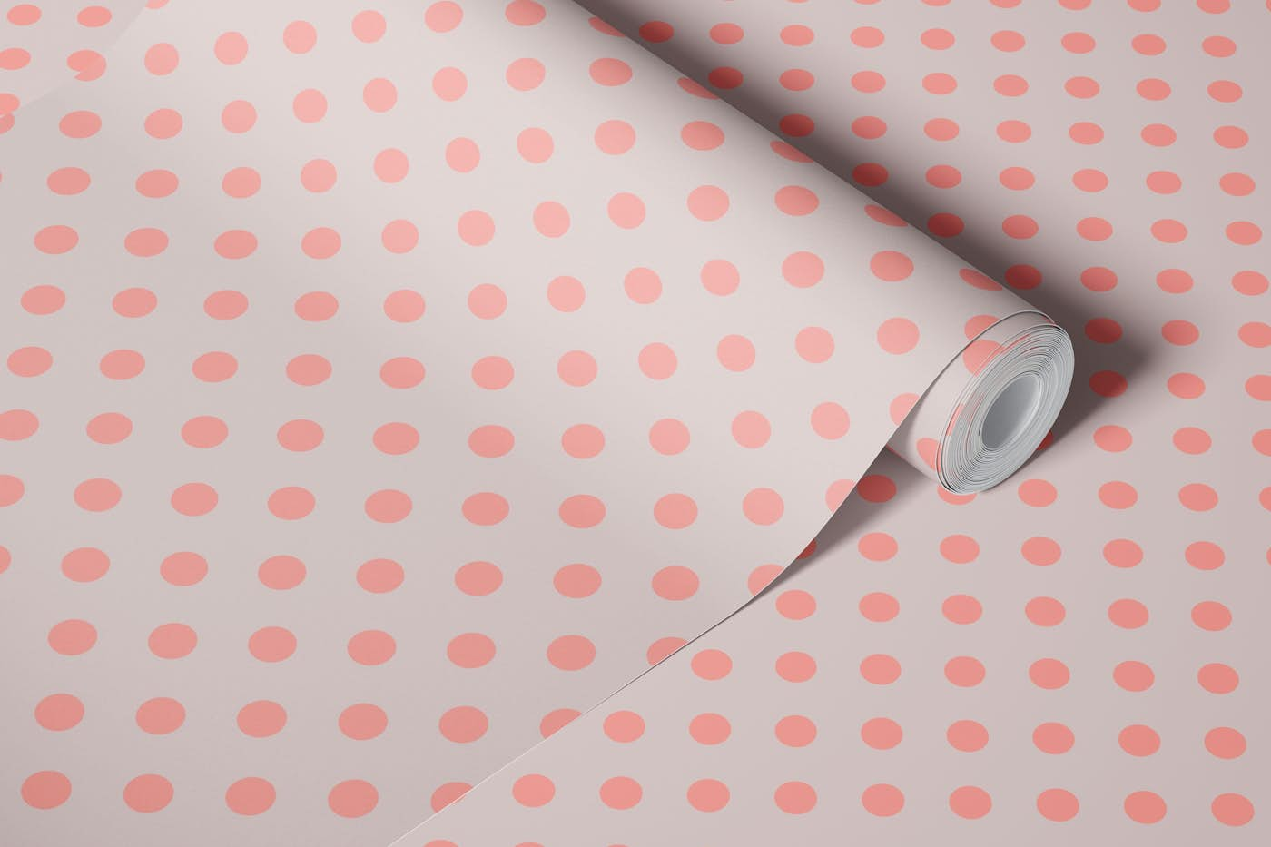 Modern Simple Pop Polka Dots - Pink / Gray wallpaper roll