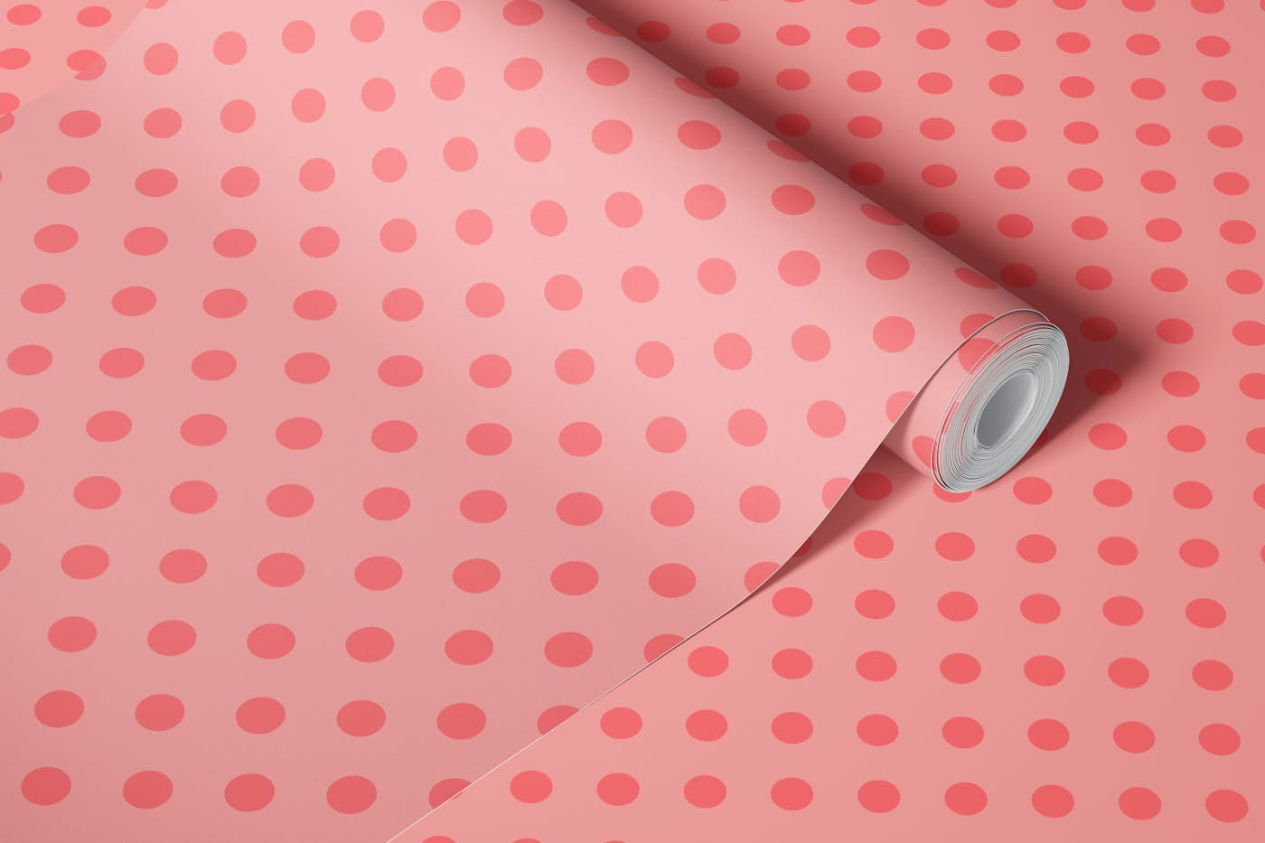 Modern Simple Pop Polka Dots - Pink Peaches wallpaper roll