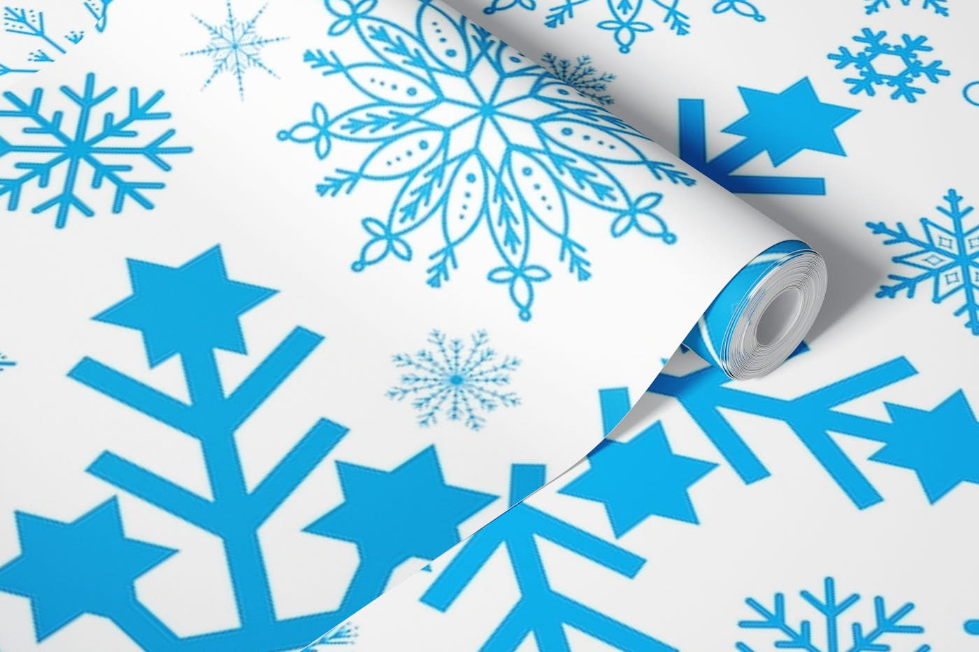 Blue Snowflakes wallpaper roll