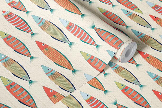 Colorful fishes - ornate wrassewallpaper roll
