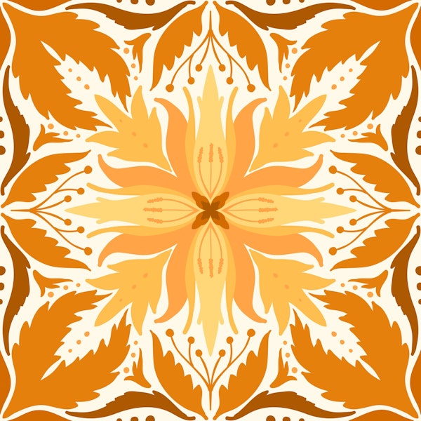 Ornate tiles, yellow and orange