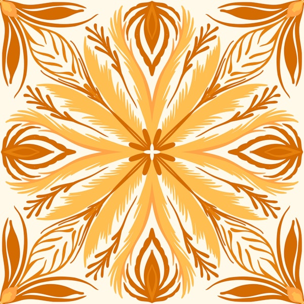 Ornate tiles, yellow and orange 3