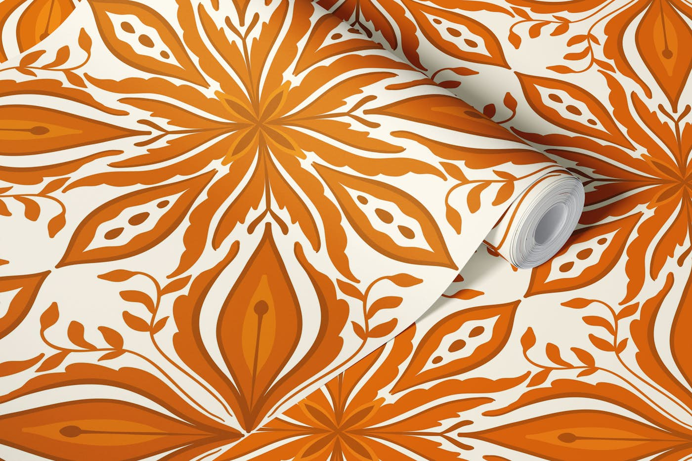 Ornate tiles, yellow and orange 6 wallpaper roll