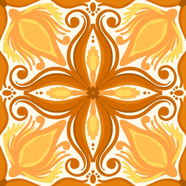 Ornate tiles, yellow and orange 8