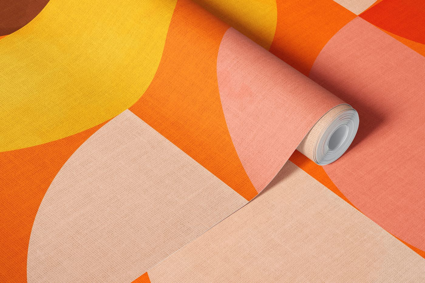 mid century vivid geometry orange wallpaper roll