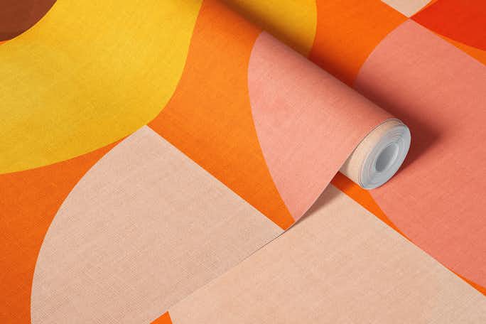 mid century vivid geometry orangewallpaper roll