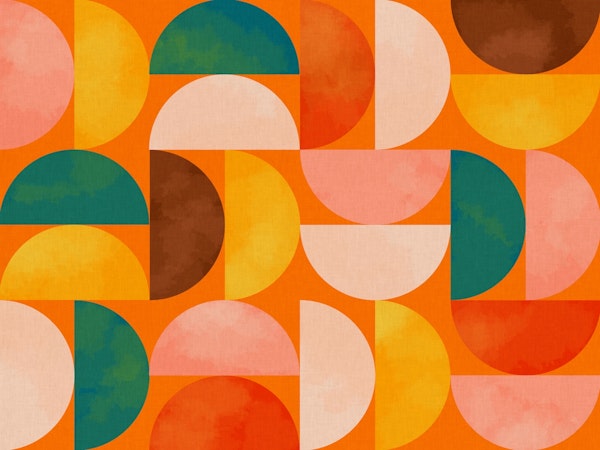 mid century vivid geometry orange