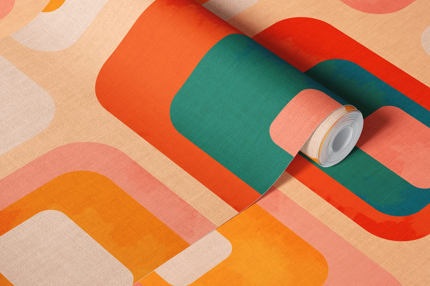 mid century shapes rounded wallpaper roll