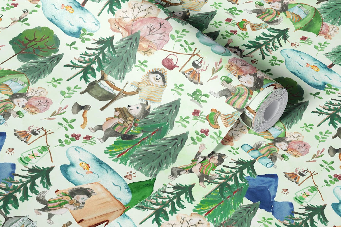 Woodland Animals Camp Out wallpaper roll