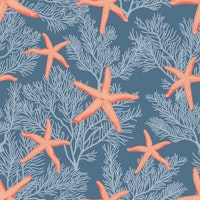 Starfishes on admiral blue ταπετσαρία