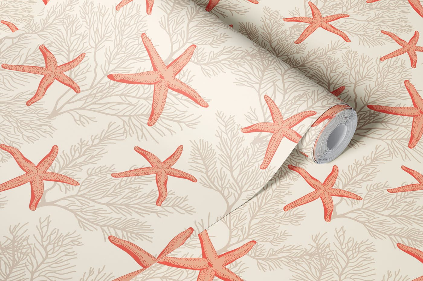 Starfishes on sand wallpaper roll