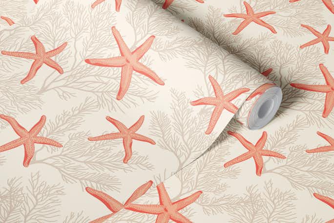 Starfishes on sandwallpaper roll