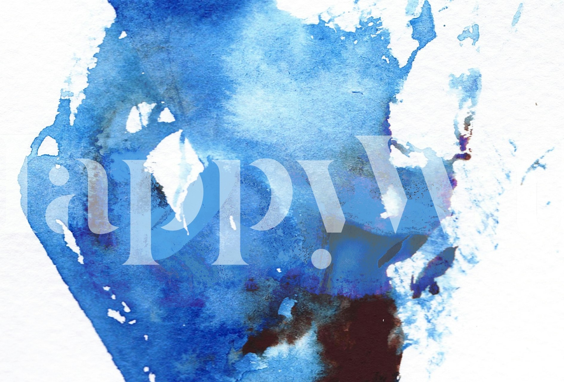 Abstract blue ink splashes wall mural evoking a dreamlike artistry