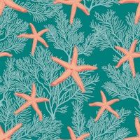 Starfishes and subtle corals ταπετσαρία