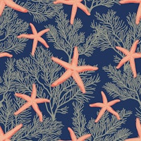 Starfishes on blue classic navy ταπετσαρία
