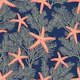 Starfishes on blue classic navy