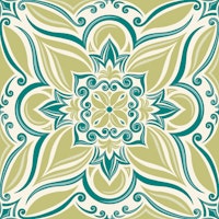 Coastal Mediterranean Tilework lime green carta da parati
