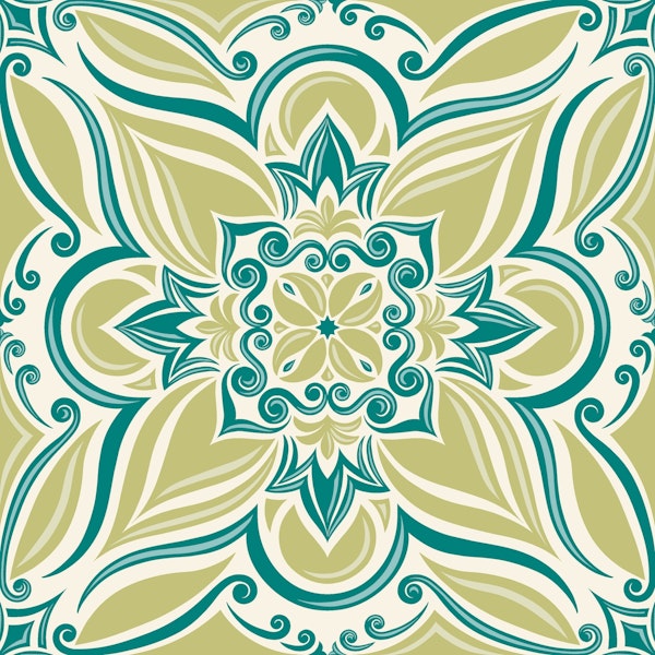 Coastal Mediterranean Tilework lime green