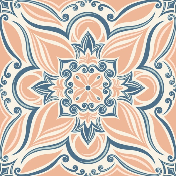 Coastal mediterranean tiles - salmon pink