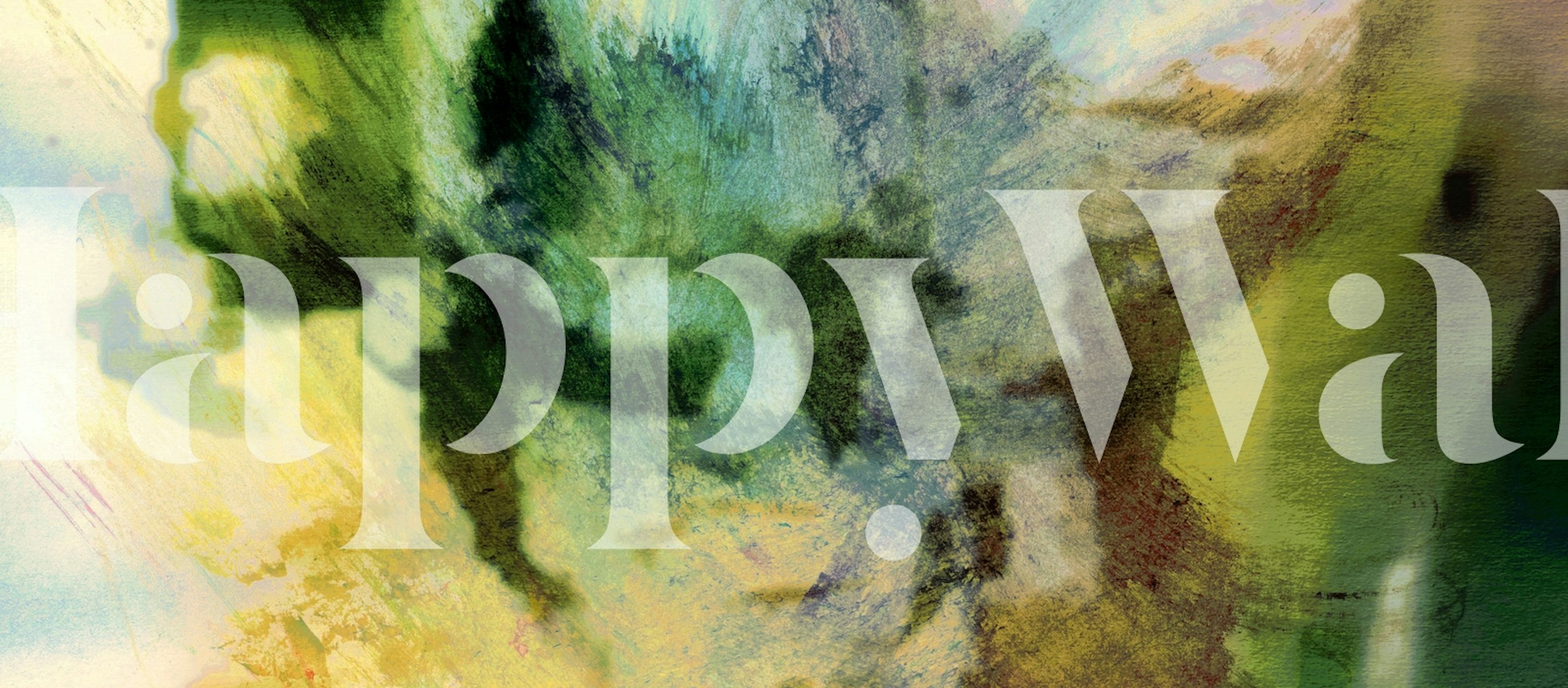 Abstraktní fototapeta s vesmírným a květinovým motivem se zelenými, modrými a žlutými odstíny.