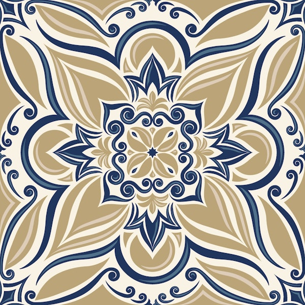 Coastal mediterranean tiles sand