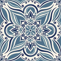 Coastal mediterranean tiles - blue ταπετσαρία