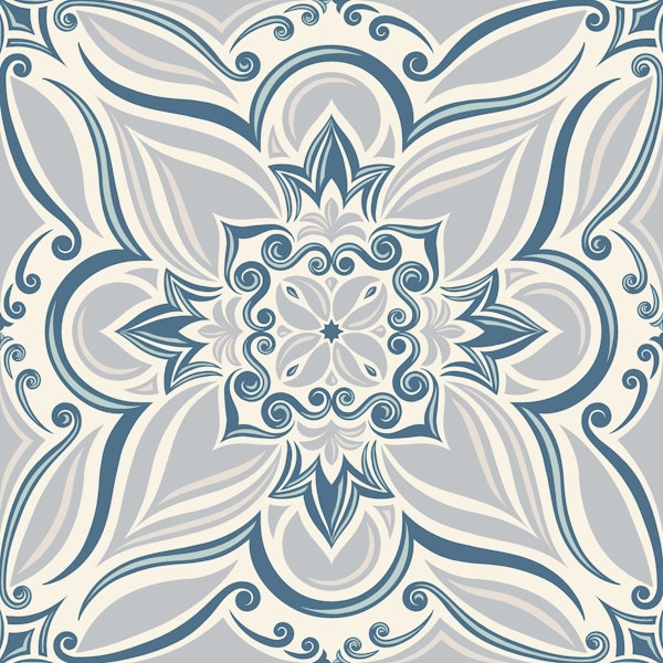 Coastal mediterranean tiles - light blue grey