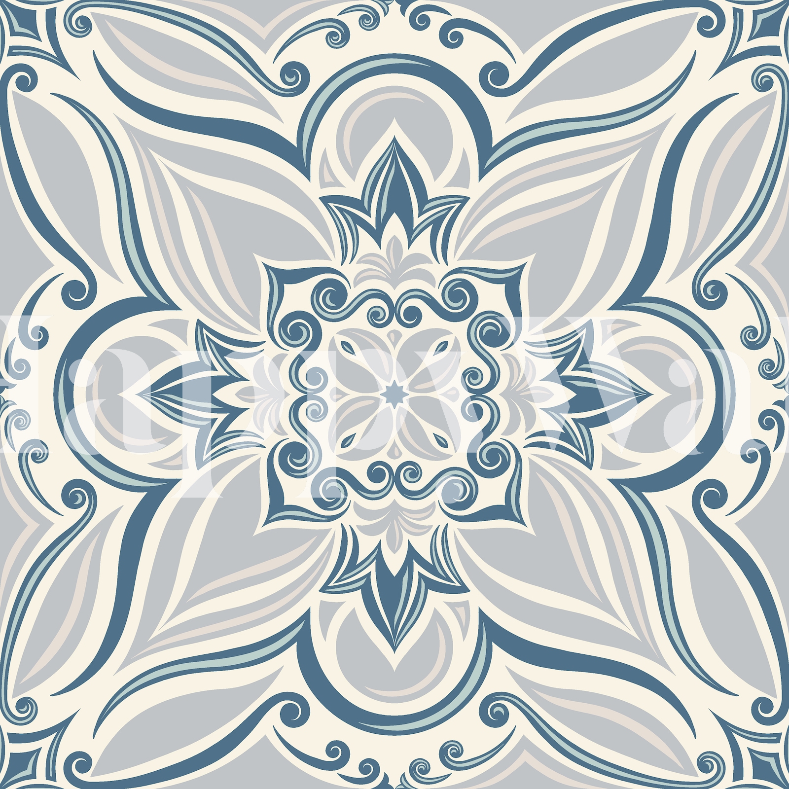 Shop Coastal Mediterranean Tiles Light Blue Grey Wallpaper Online