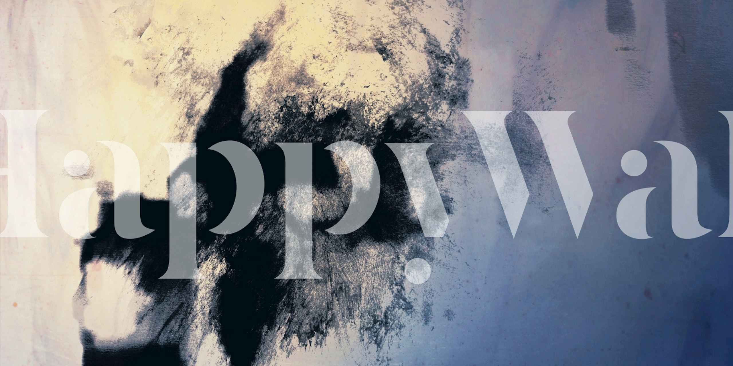 Abstracte kosmische inktwolk muurschildering in zwart en wit