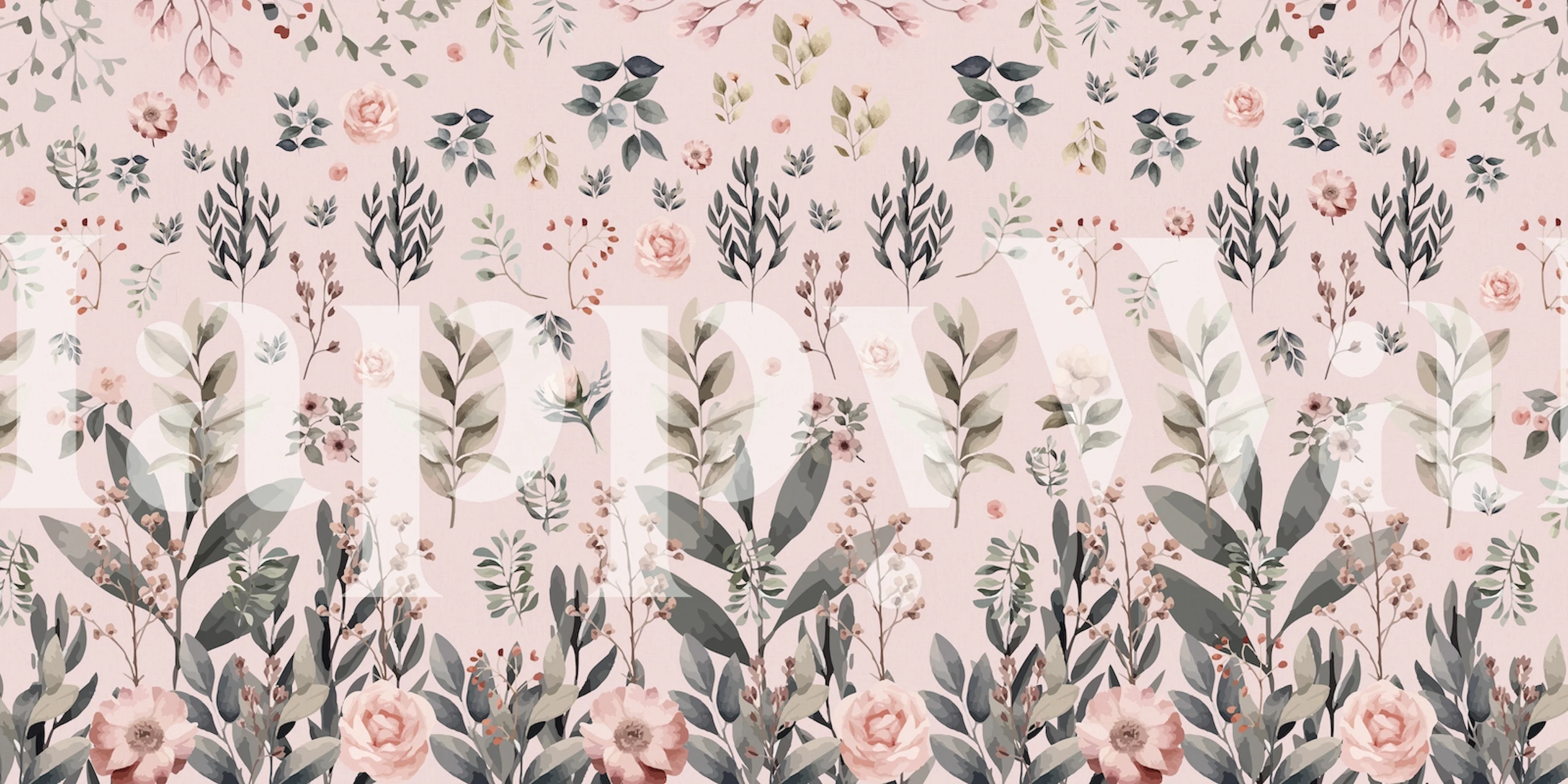 Botanic Love Rose wallpaper in a room