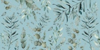 BOTANIC LEAFS BLUE carta da parati