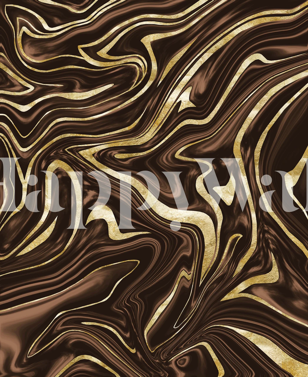 Brown Gold Marble Tapete in einem Raum präsentiert